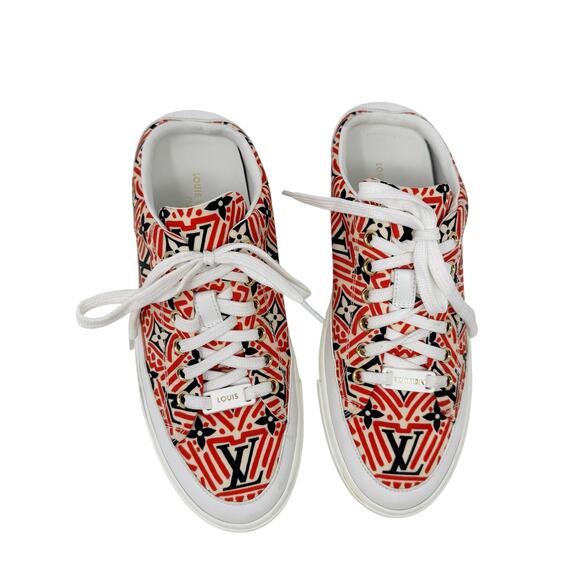 Louis Vuitton Red and White Patterned Flats - Picture 4 of 9